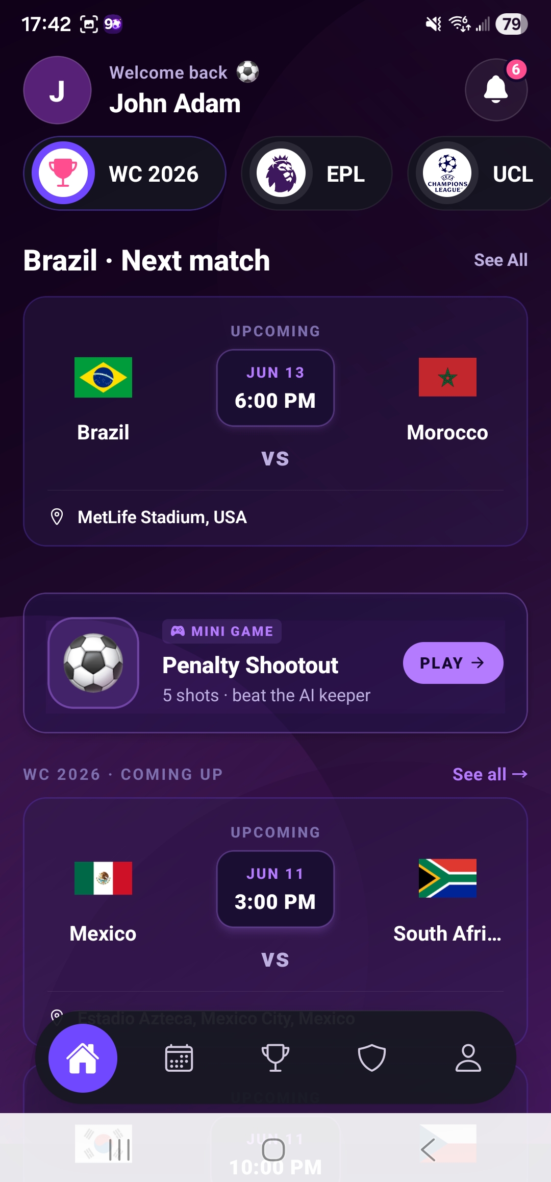 Crazy90 home dashboard screen